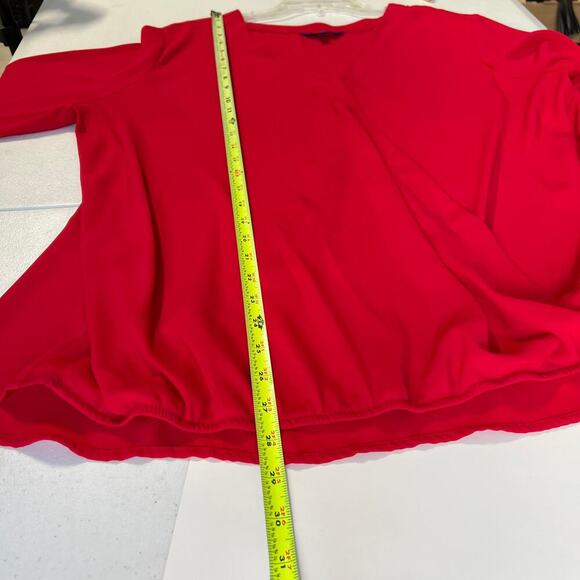 APT. 9 Woman Faux Wrap Blouse Top Plus Size 2X Red Long Bishop Sleeve Career - Picture 10 of 11
